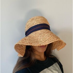 Crochet straw beach hat